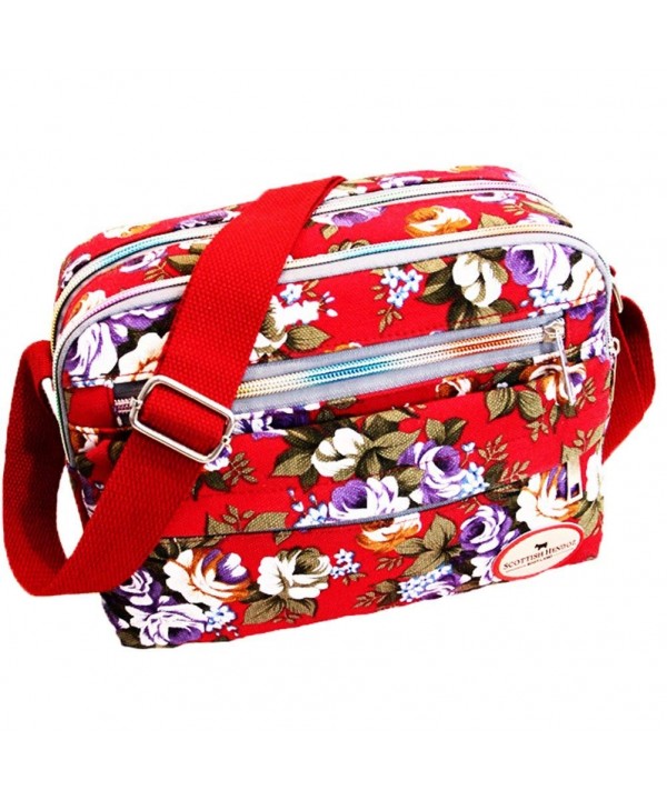 Saumota Flowers Canvas Shoulder Satchel