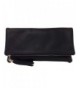 Leather Oversize Foldover Clutch Tassel