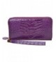PIJUSHI Leather Crocodile Wristlet Purple