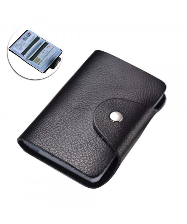 Leather Holder Wallet Business Cards BLACK