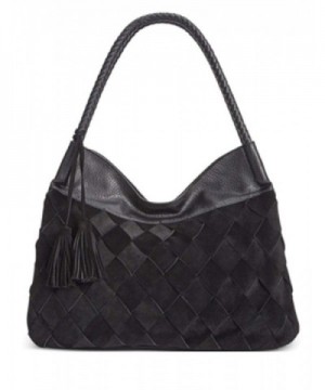 Womens Braided Leather Handbag Black