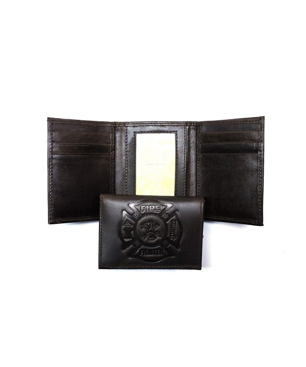 Firefighter Embossed Trifold Wallet Brown