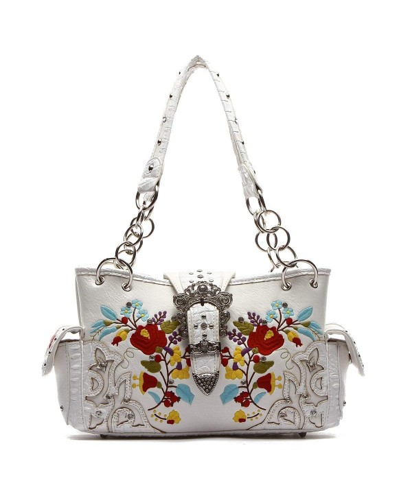 Western Handbag Silver Embroidered Satchel