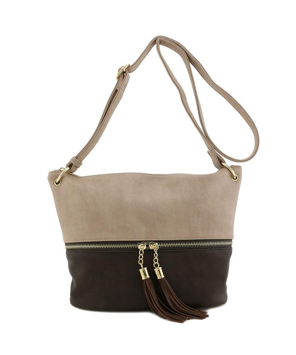 Tassel Accent Bucket Crossbody Coffee