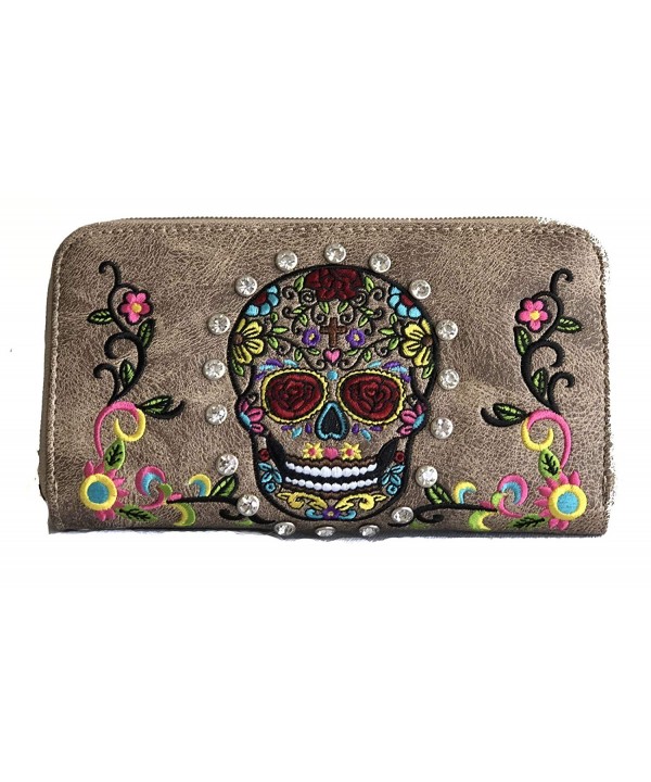 SUGAR EMBROIDERED CLUTCH CHECKBOOK WALLET