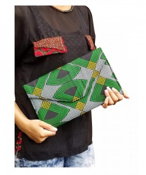 Green Black African Print Clutch