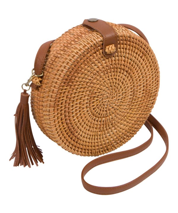 Handwoven Round Rattan Bag Women