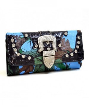 Western Leather Rhinestone Tri Fold Pocketbook