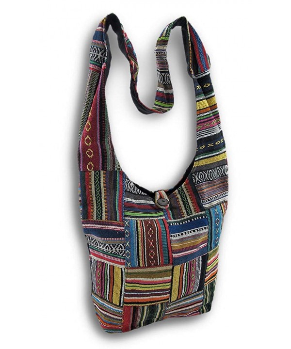 Cotton Handbags Striped Patchwork Multicolored