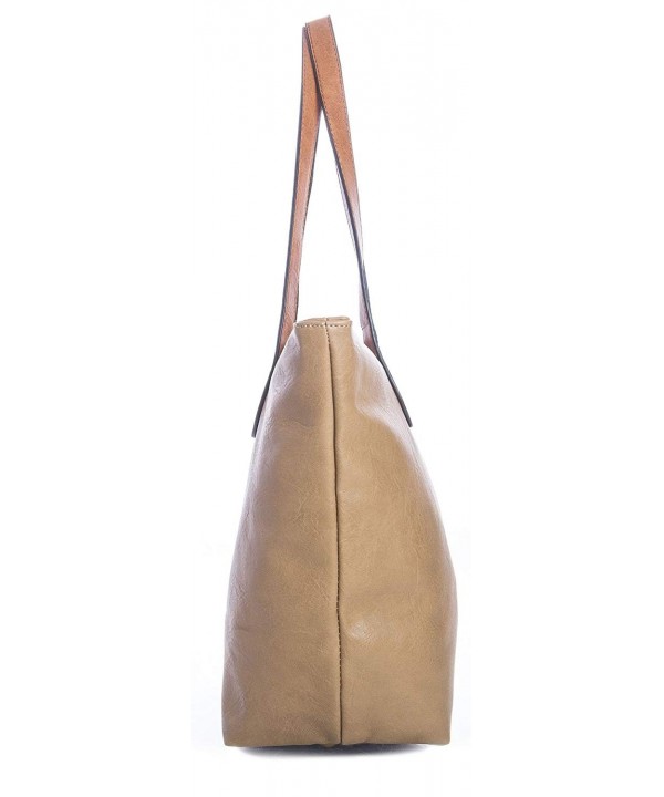 Womans Designer Plain Soft Lightweight Tote Shoulder Bag - Light Beige ...