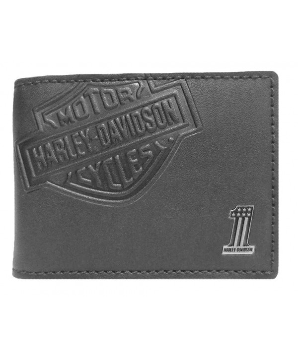 Harley Davidson Embossed Shield Wallet CR2375L BLACK