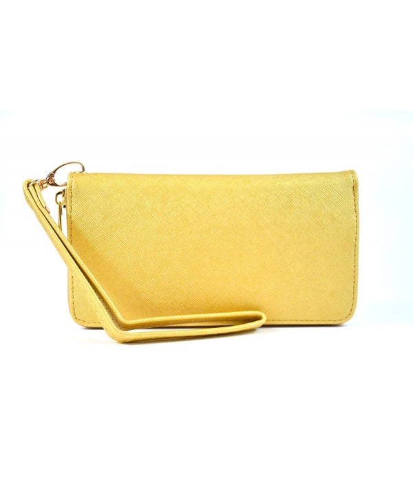 Womens Saffiano Leather Wristlet Organizer