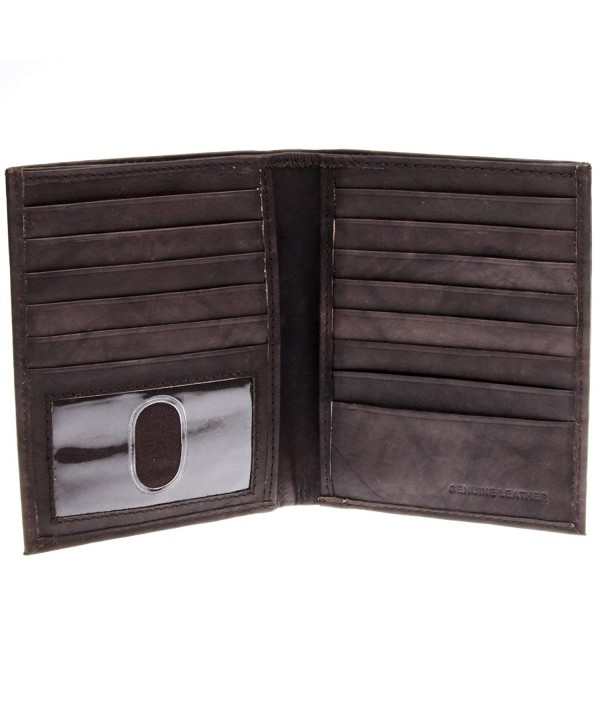 Men's Hipster Genuine Leather Bifold Wallet - Brown - CJ11KBSZLDJ