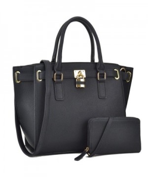 Leather Structured Shoulder Handbags Padlock