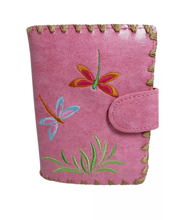 Lavishy Dragonfly Embroidery Leather Wallet