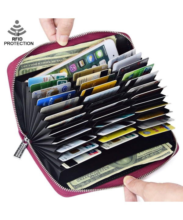 Blocking Leather Wallet Organizer Zipper