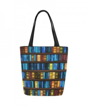 InterestPrint Bookshelf Canvas Shoulder Handbag